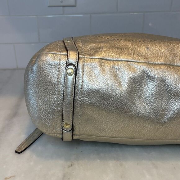 Coach Bag Purse Handbag Leather Audrey Metallic Perforated Convertible Lg Tote - Picture 11 of 16